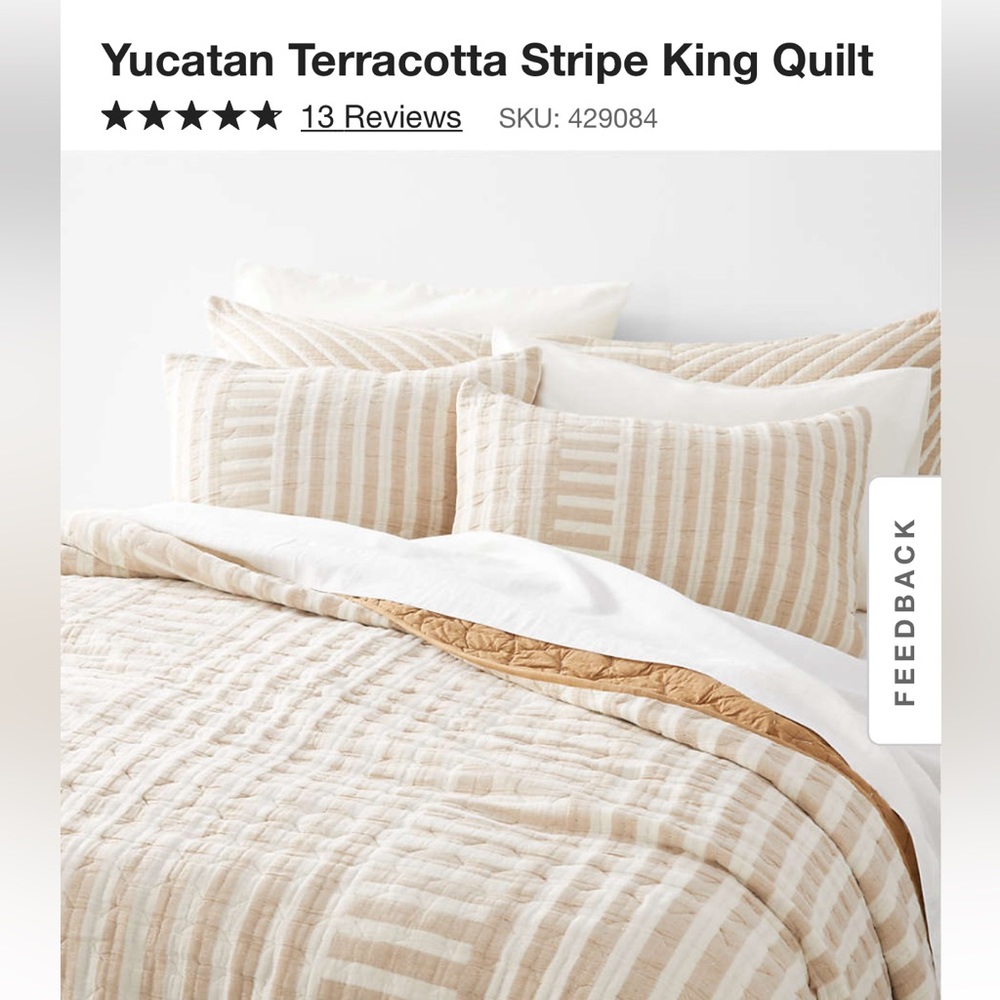 ISO Crate and Barrel Yucatan Terracotta Striped Quilt
